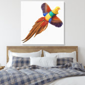 Vliegend Oosters Gouden Fazant Verpakt Canvas (Insitu (Slaapkamer))