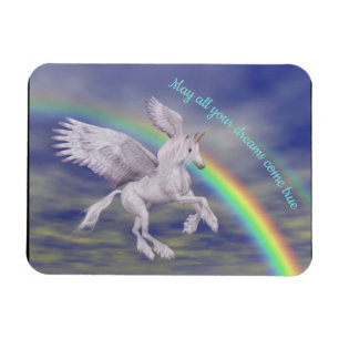 Vliegend Unicorn over regenboogdromen Fantasy Hors Magneet