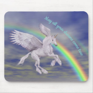 Vliegend Unicorn over regenboogdromen Fantasy Hors Muismat