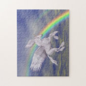 Vliegend Unicorn over regenboogfantasepaard Legpuzzel (Verticaal)