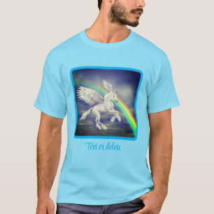 Vliegend Unicorn over regenboogfantasepaard T-shirt