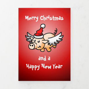 Vliegend Varken Kerst Foto Kaart