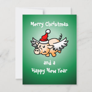 Vliegend varken kerstkaart