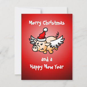 Vliegend varken kerstkaart