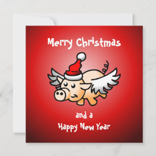 Vliegend varken kerstkaart