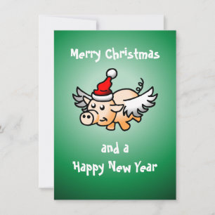 Vliegend varken kerstkaart