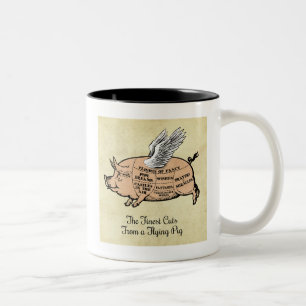 Vliegend varken snijdt tweekleurige koffie Mok