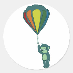 vliegende aap : luchtballon ronde sticker