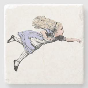Vliegende Alice Wonderland Avontuur Oude Tenniel Stenen Onderzetter
