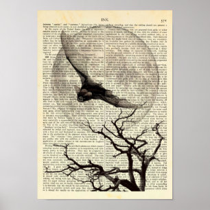 Vliegende bat, volle maan, traditionele Gothische  Poster