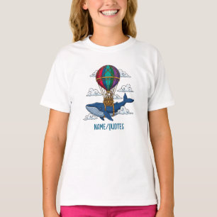 Vliegende Blauwe Walvis met Heet Lucht Ballon T-shirt