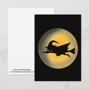Vliegende Boosaardige Heks Silhouet Kaart