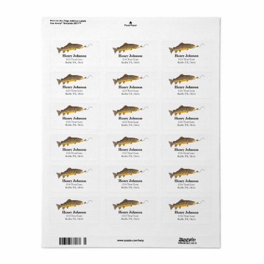 Vliegende bruine forel etiket (Full Sheet)