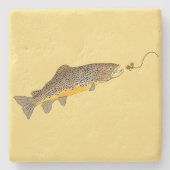 Vliegende bruine forel stenen onderzetter (Voorkant)