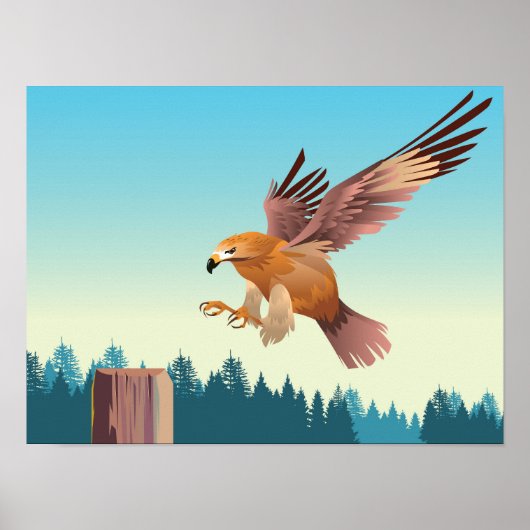 vliegende buizerd poster (Voorkant)
