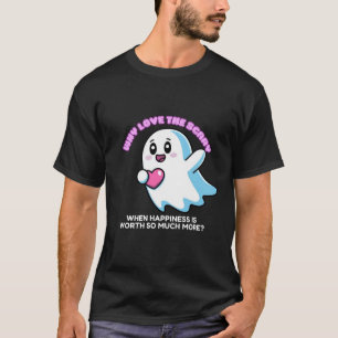 Vliegende Chubby Kawaii-geest met een hart T-shirt