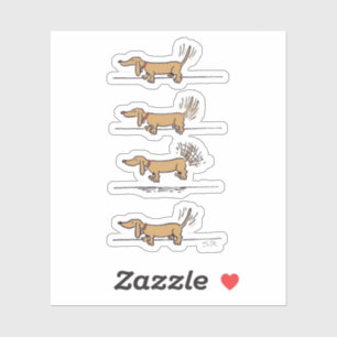 Vliegende Dachshund-bruine contoursticker Sticker