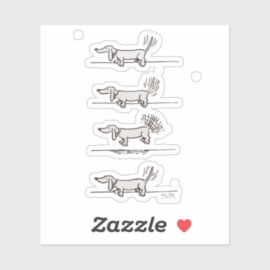 Vliegende Dachshund grijze contoursticker Sticker (Vel)