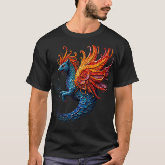 Vliegende Draak in kleurmozaïek T-shirt