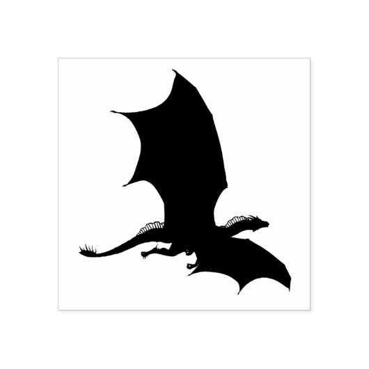 Vliegende draak zwart silhouet vorm rubberstempel (Afrduk)