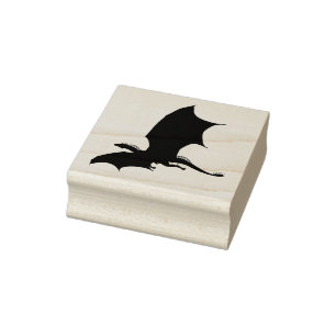Vliegende draak zwarte silhouetvorm 	rubberstempel