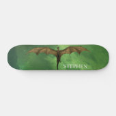 Vliegende dragon Green Nebula Galaxy Monogram Skateboard (Horizontaal)