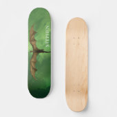 Vliegende dragon Green Nebula Galaxy Monogram Skateboard (Voorkant)