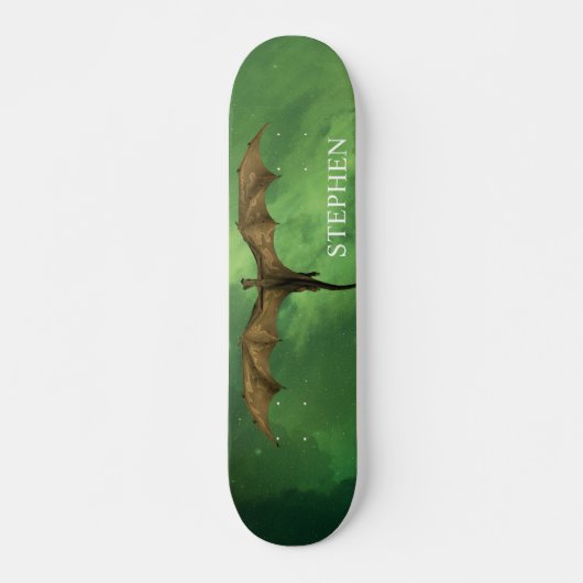 Vliegende dragon Green Nebula Galaxy Monogram Skateboard (Voorkant)
