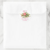 VLIEGENDE DUIF MET ROZE ROOS BEWAAR DE DATUM MONOG RONDE STICKER (Tas)