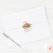 VLIEGENDE DUIF MET ROZE ROOS BEWAAR DE DATUM MONOG RONDE STICKER (Envelop)
