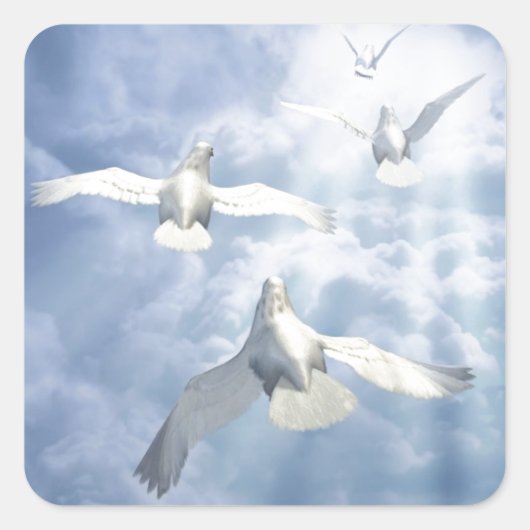Vliegende duiven vierkante sticker (Voorkant)