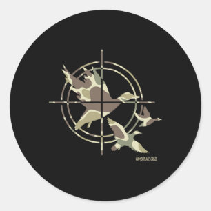 Vliegende eend Jagen Camouflage Camo Eenden Jagen Ronde Sticker