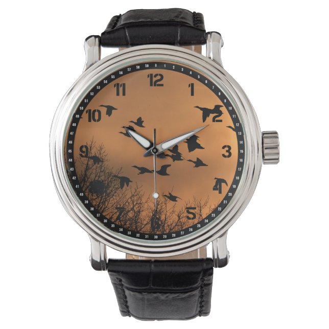 Vliegende eenden bij Sunset Watch Horloge (Voorkant)