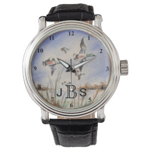  vliegende eenden   Masculinaire monogram Horloge