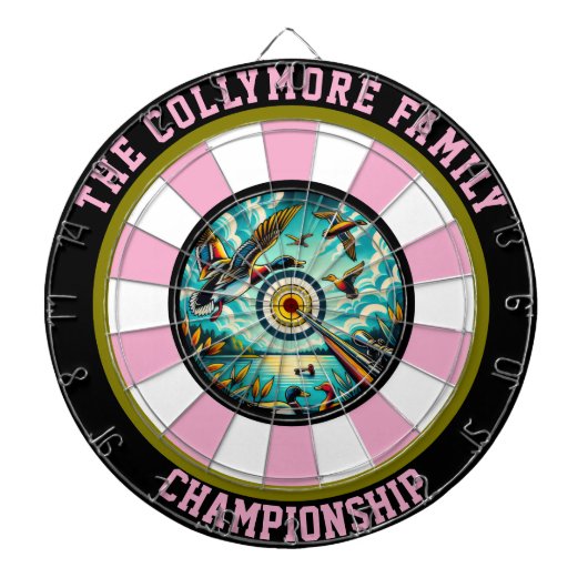 Vliegende eenden mikken op muurkunst dartbord (Voorkant)