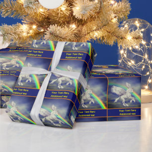 Vliegende eenhoorn paard regenboog fantasie gepers cadeaupapier