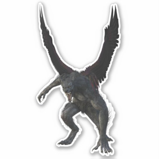 Vliegende Fantasy Weerwolf Sticker (Voorkant)