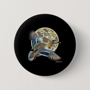 Vliegende gevlekte eend camouflage camo eend jacht ronde button 5,7 cm