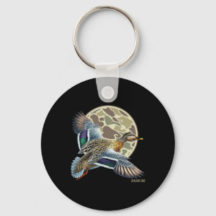 Vliegende gevlekte eend camouflage camo eend jacht sleutelhanger