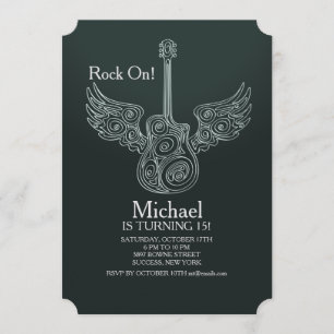 Vliegende gitaaruitnodiging kaart