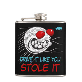 Vliegende golfbal met zonnebril zwart heupfles