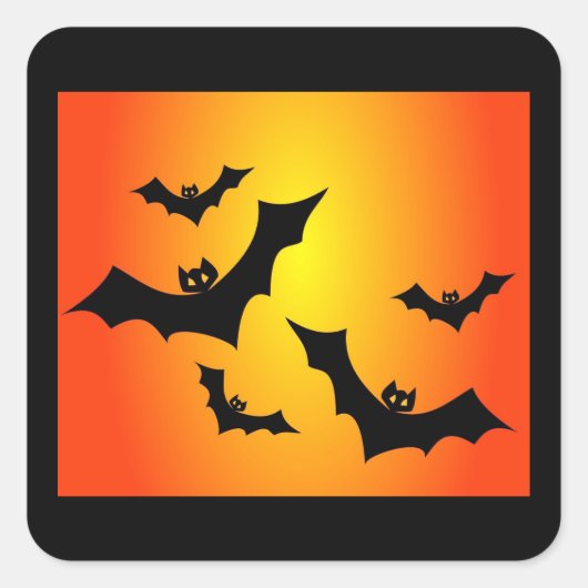 Vliegende Halloween Bats Vierkante Sticker (Voorkant)