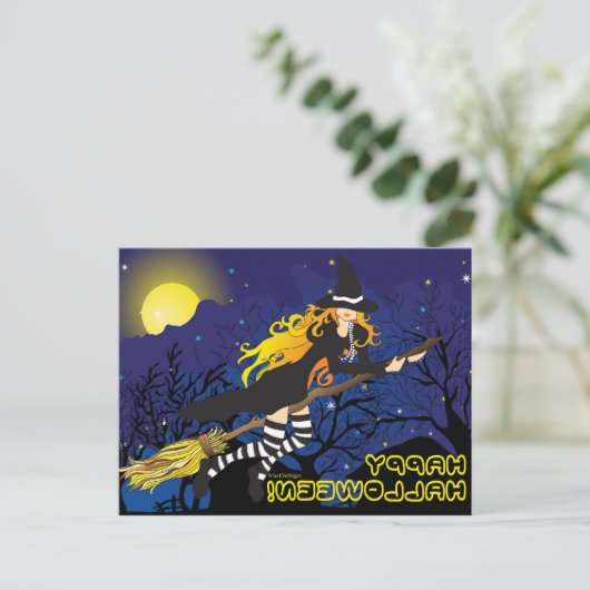 Vliegende heks_1 briefkaart (Staand voorkant)