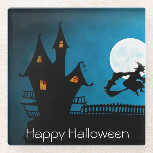 vliegende heks glazen onderzetter (Voorkant)