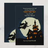 Vliegende heks-halloween-partij kaart (Voorkant / Achterkant)