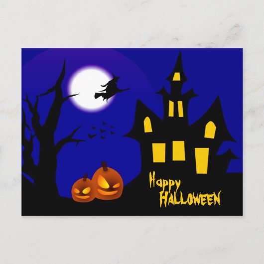 Vliegende heks in Halloween Night Briefkaart (Voorkant)