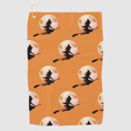 Vliegende heks met volledig maanpatroon golfhanddoek