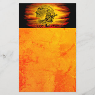 Vliegende heks met zwarte kat, halve nacht briefpapier