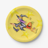 vliegende heks papieren bordje (Voorkant)