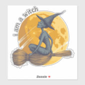 vliegende heks sticker (Vel)